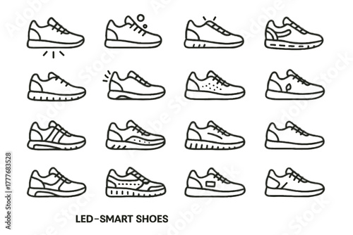Sneakers icon lighting leds illuminated glowing led light vector reactive pattern shoes