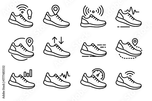 Tracker sneakers pace icon shoe smart analysis vector tracking insole navigation shoes
