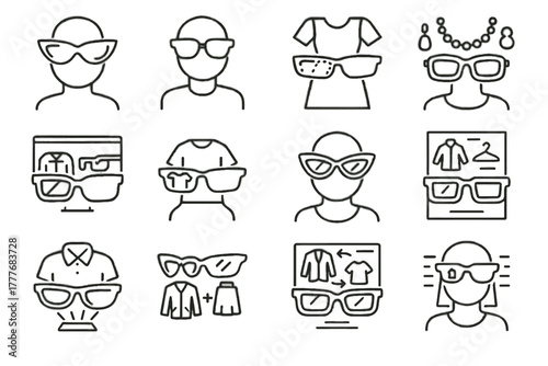 Ar projection outfit accessory headset glasses digital vector fashion icon style