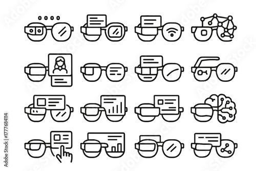 Adaptive glasses floating ai display advanced icon smart hud vector intelligent connected