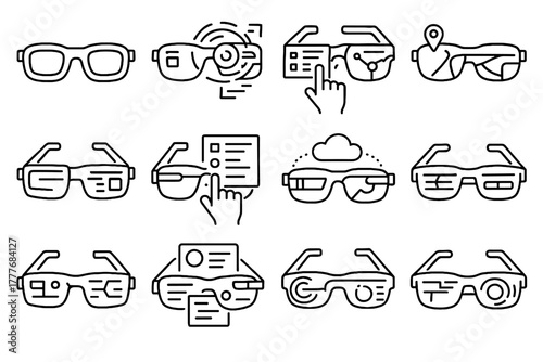 Display glasses futuristic vector hud ai augmented holographic lenses icon ar