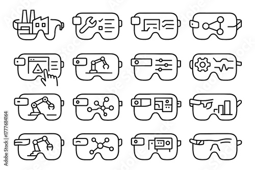 Production glasses augmented holographic ai factory hud interface lenses industrial responsive vector