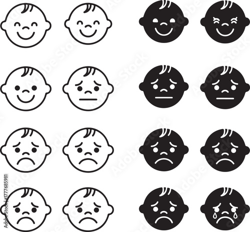 baby face poses vector icon