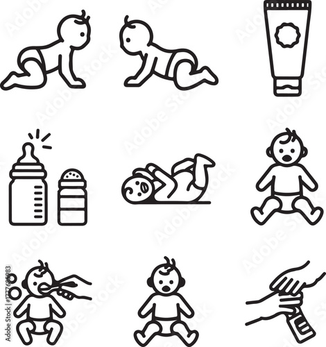 baby care icon set vector icon