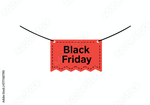 Vibrant red black friday banner design with festive sales text, perfect for advertising promotional events and retail offers