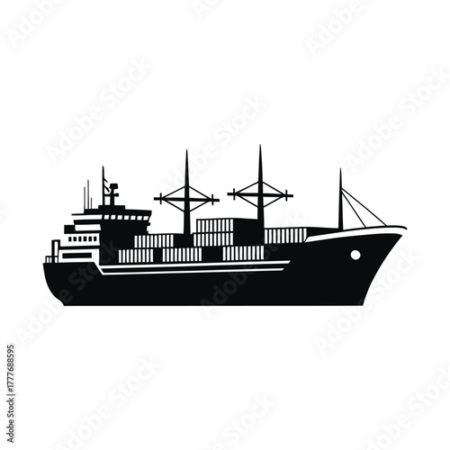 Cargo ship silhouette for commercial transport
