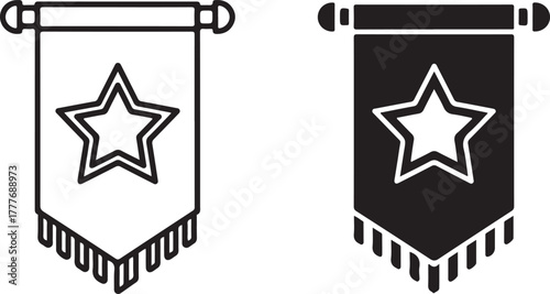 star is centered on the pennant vector icon