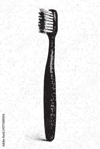 Halftone Toothbrush Illustration Black and White