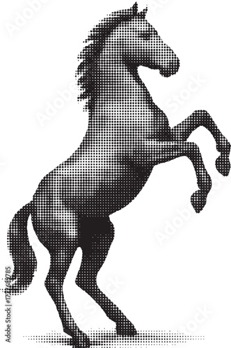 Halftone Horse Illustration Black and White