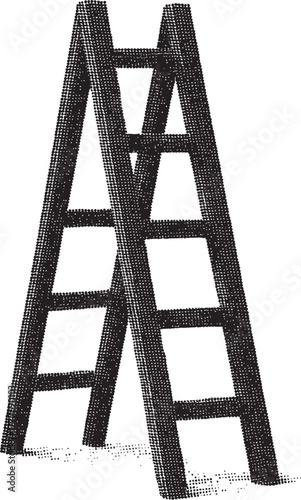 Halftone Ladder Illustration Black and White