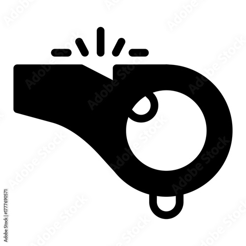 Whistle solid icon, sport concept. Vector graphics. Referee whistle tool, accessory sign on white background, style icon mobile or web design.