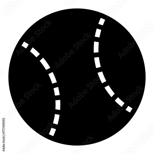 Baseball ball solid icon, baseball game concept. Vector graphics. Leather ball, sport attribute sign on white background, style icon mobile or web design.