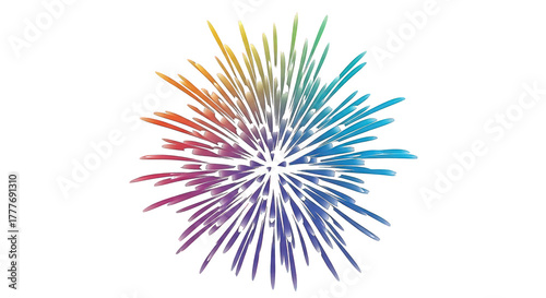 Colorful firework isolated on a transparent background