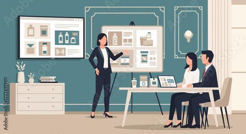 Business Presentation On New Product Packaging In Office Setting