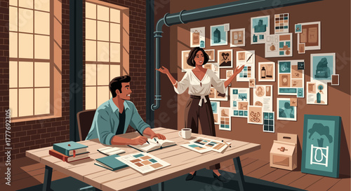 Creative Team Brainstorming Product Vision In An Industrial Style Office