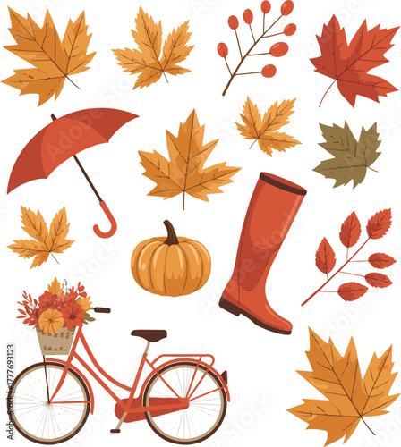 set of autumn leaves