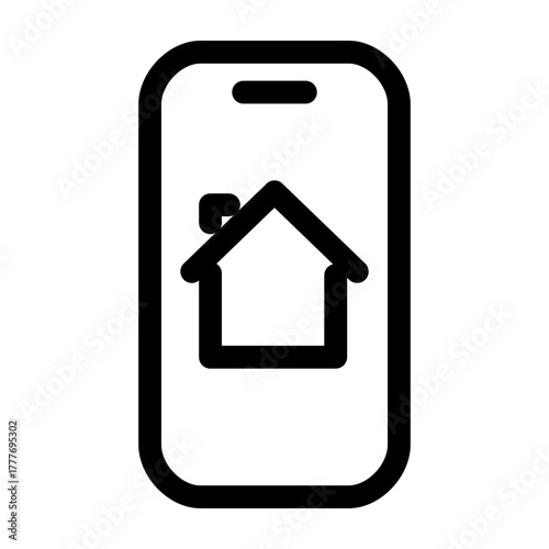 Real Estate App Icon – House Inside Smartphone Screen Frame for Property Listing