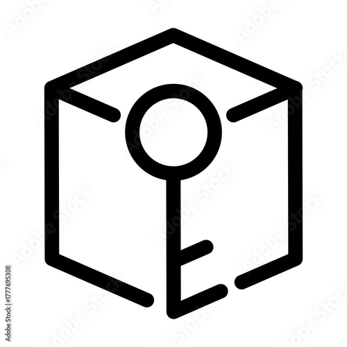 key and box. Key Inserted into Box Icon – Locked Property Storage and Security Concept