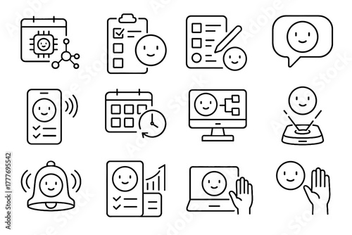 Ai icon console workflow connected assistant automated vector personal helper responsive