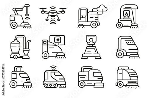 Holographic collector industrial unit vector icon dust smart robots predictive cleaning