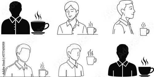 Home barista icons set