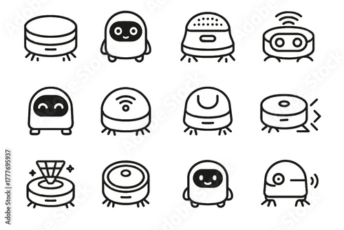 Sweeper robot vector predictive small mini digital icon mop cleaning compact