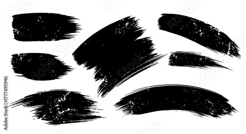 Black Brush Strokes Collection on White Background 2.
