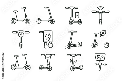 Foldable urban device scooter eco vector digital icon display interactive connected