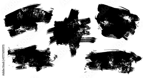 Black Ink Splatters A Collection of Abstract Brushstrokes.