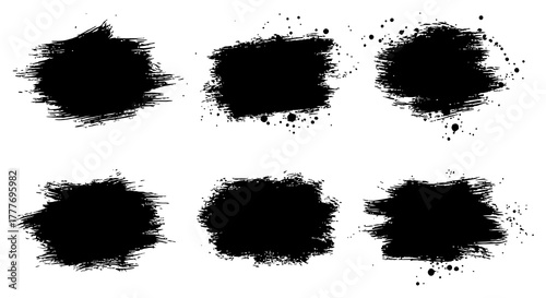 Black Ink Splatter Collection Abstract Grunge Design Elements.
