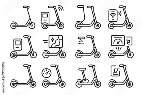 Icon route display eco vector interface navigation foldable scooter racing sport