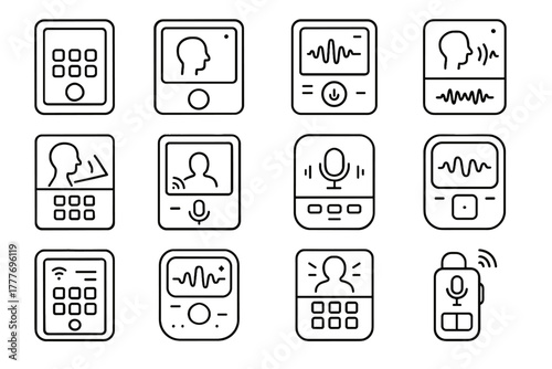 Tablet audio voice educational vector recorder training pad digital speech icon