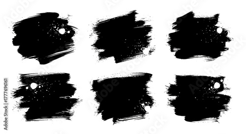Collection of Black Ink Brush Strokes for Artistic Design 2.