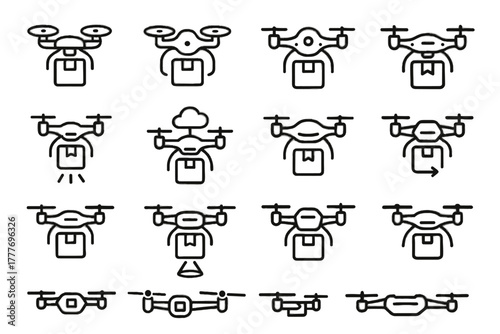 Icon nano micro courier vector aerial lightweight drone transport delivery