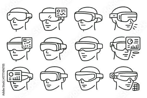 Floating gear immersive icon futuristic virtual ar headset vector reality interactive ai