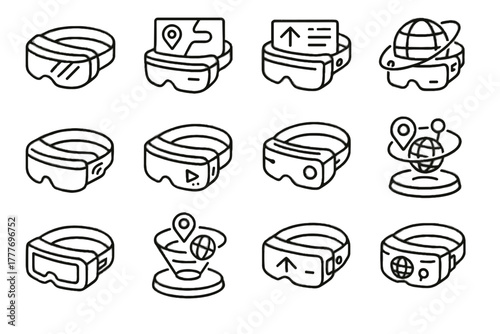 Predictive icon holographic headset ar interface vector interactive travel wearable