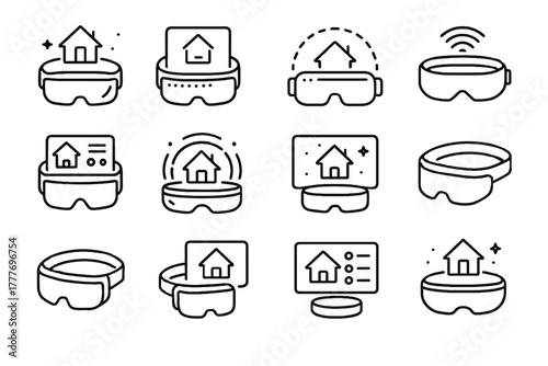 Vector device panel visor ar gadget interactive holographic headset home icon