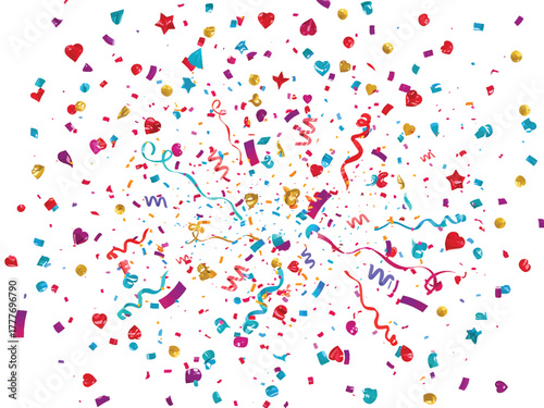 Explosion of Colorful Confetti and Streamers Celebration Background