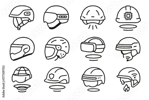 Icons helmet predictive cycling smart icon vector portable training interactive miniature vr