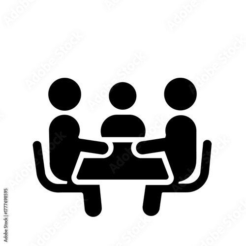 打ち合わせや会議を表すピクトグラム(黒)