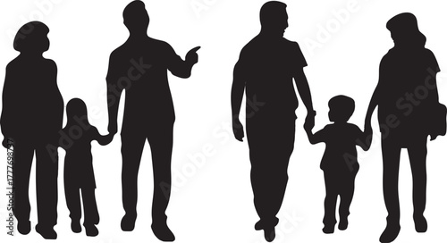 Parent and Child Silhouette Vector | Family Care Illustration for Parenting, Education, and Social Campaigns | Mother Father Kids Graphic for Design, Poster & Awareness Projects
