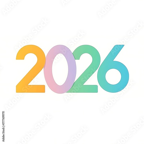Vibrant gradient numbers representing the year 2026 with a modern and festive feel