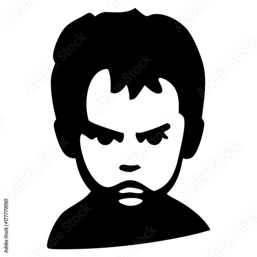 Sad Boy Solid Illustration