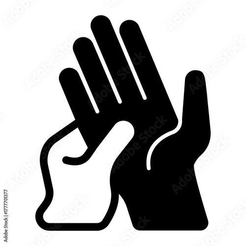 Massage of palm, two hands solid icon, spa massage concept. Vector graphics. Massaging art for human hand, therapy sign on white background, style icon mobile or web design.