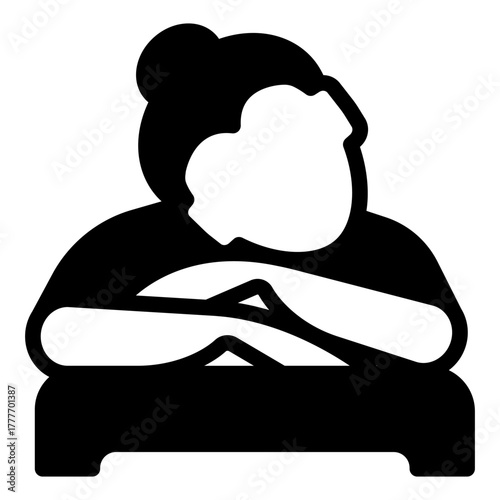 Masseur woman lying on therapy bed solid icon, spa salon concept. Vector graphics. Girl waiting for massage therapy sign on white background, style icon mobile or web design.