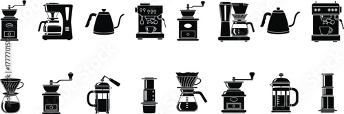 Home barista icons set