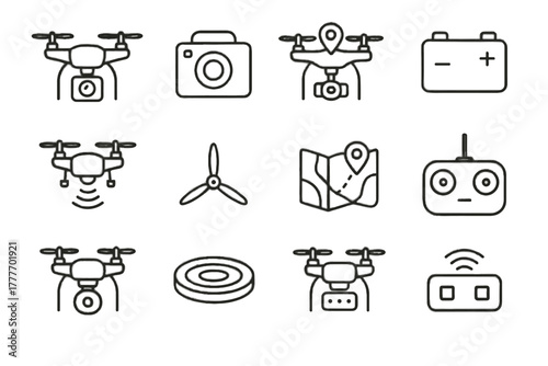 Sensor inspection vector landing drone led pad icon icons link indicator remote