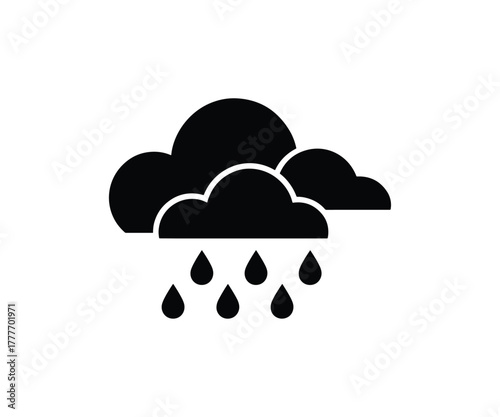 Cloud with rain drops isolated on white background