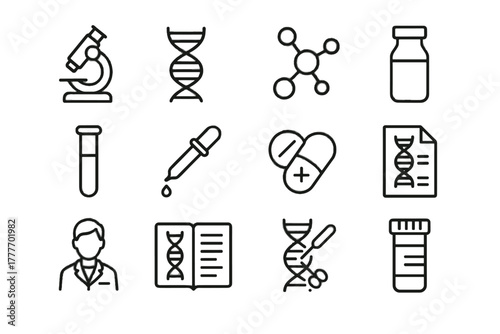 Vector gene icon icons vial notebook patient model diagnostics molecular dna lab