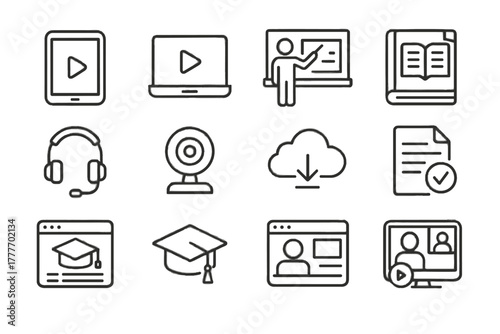 Icon storage tablet virtual textbook e graduation class assignment vector whiteboard learning